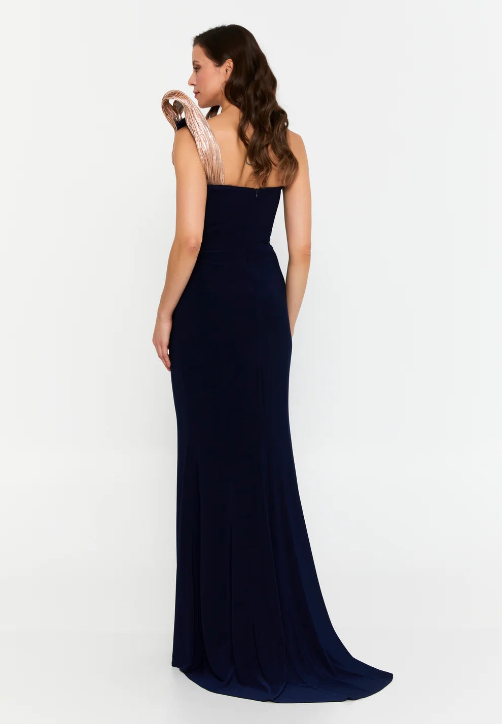 Midnight Bow One-Shoulder Gown