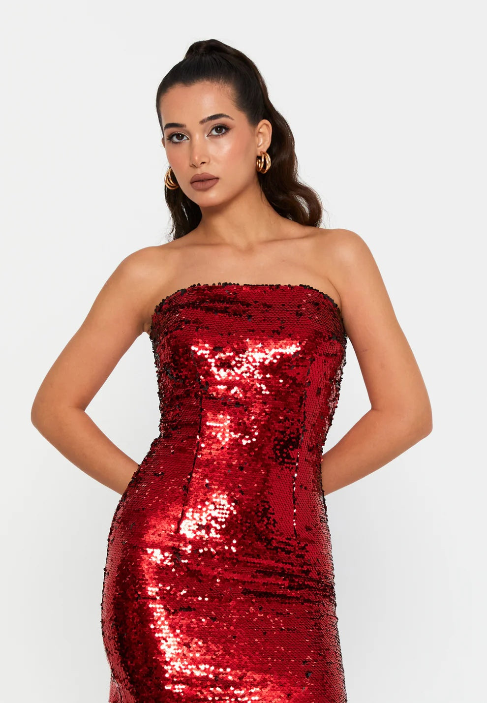 Ruby Lights Strapless Sequin Mini Dress
