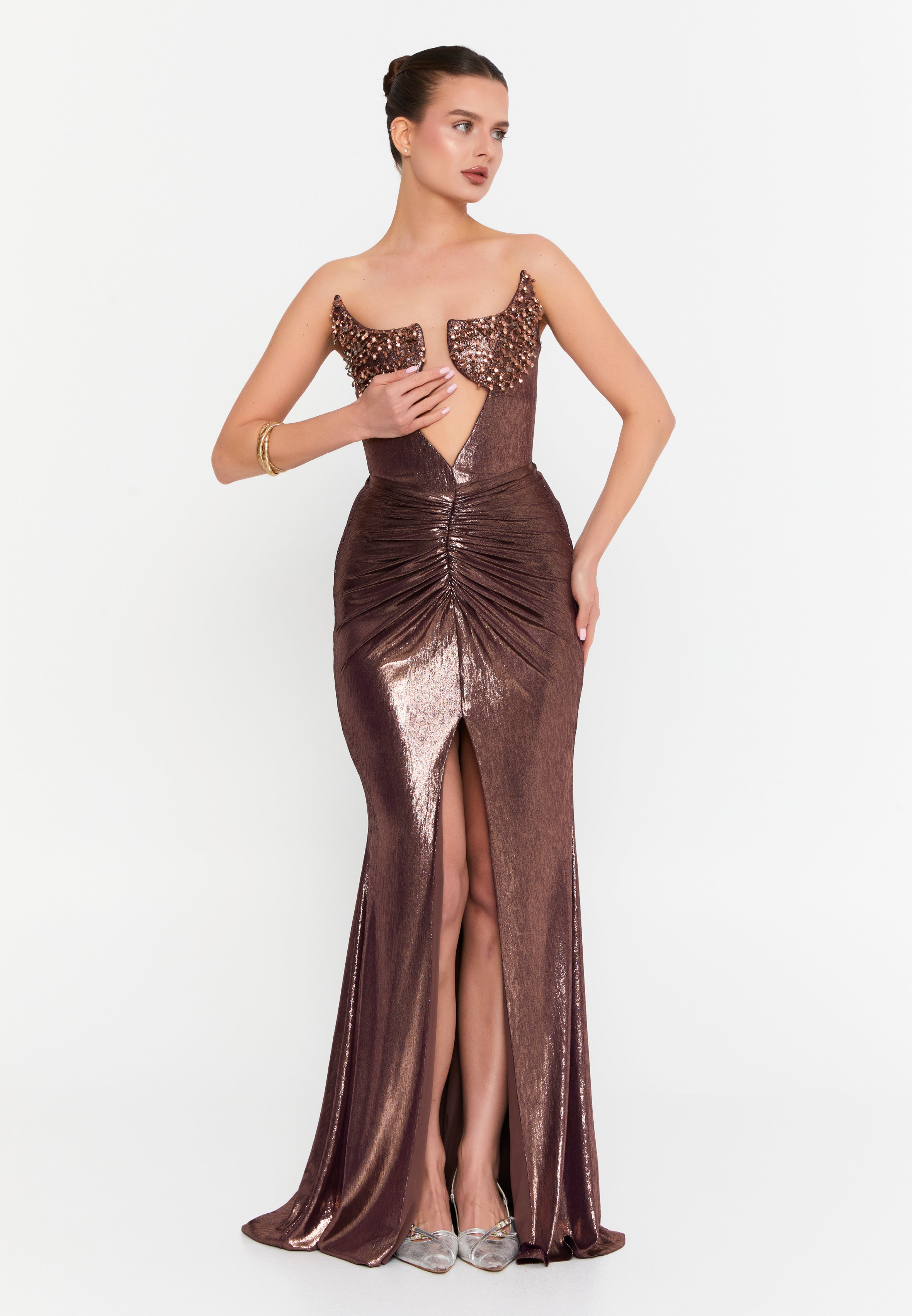 Bronze Siren Embellished Gown