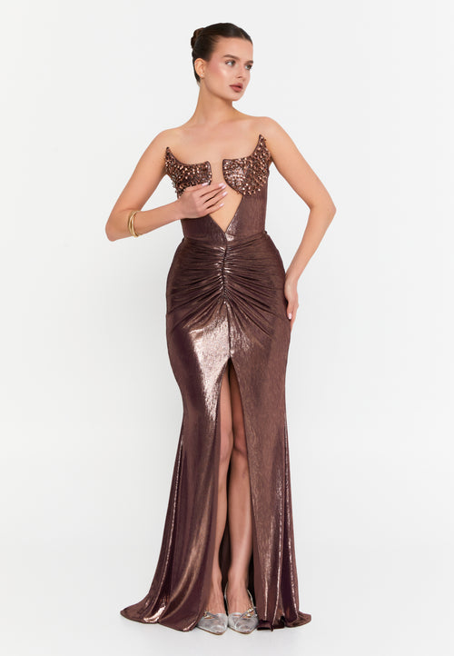 Bronze Siren Embellished Gown