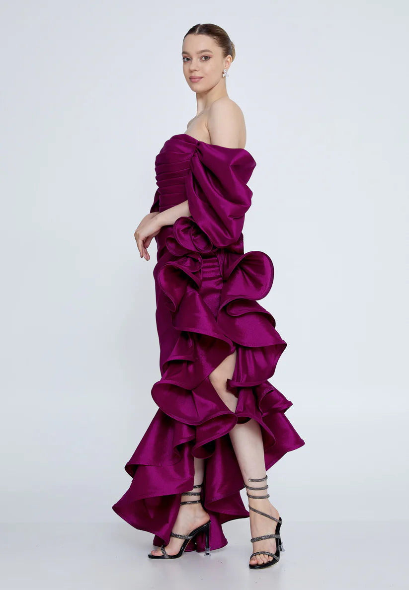 Bellamare Fashion Off-Shoulder Ruffle Gown