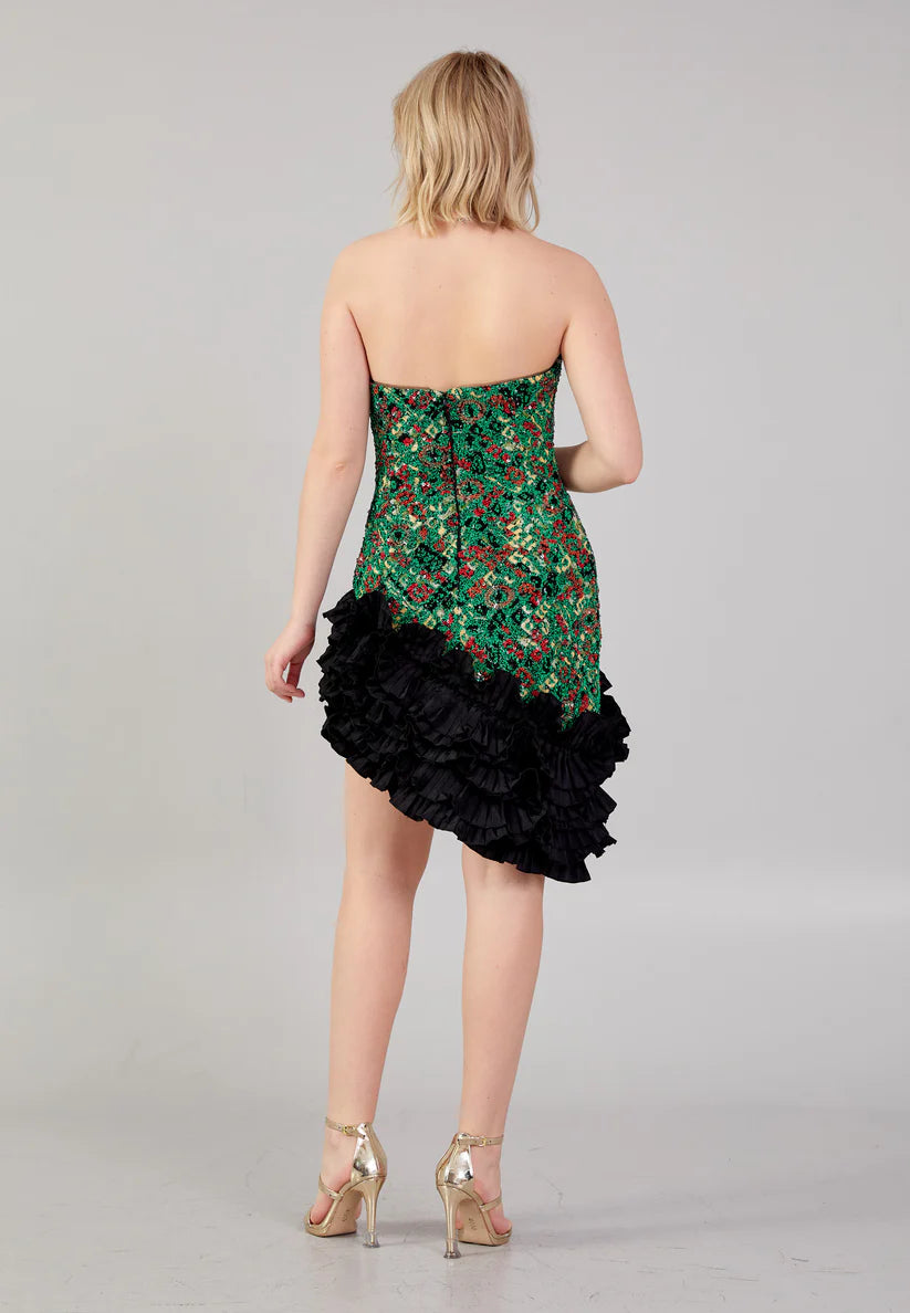 Rengin Sequin Asymmetrical Mini Dress