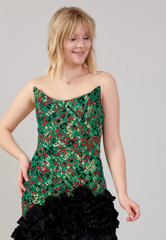 Rengin Sequin Asymmetrical Mini Dress